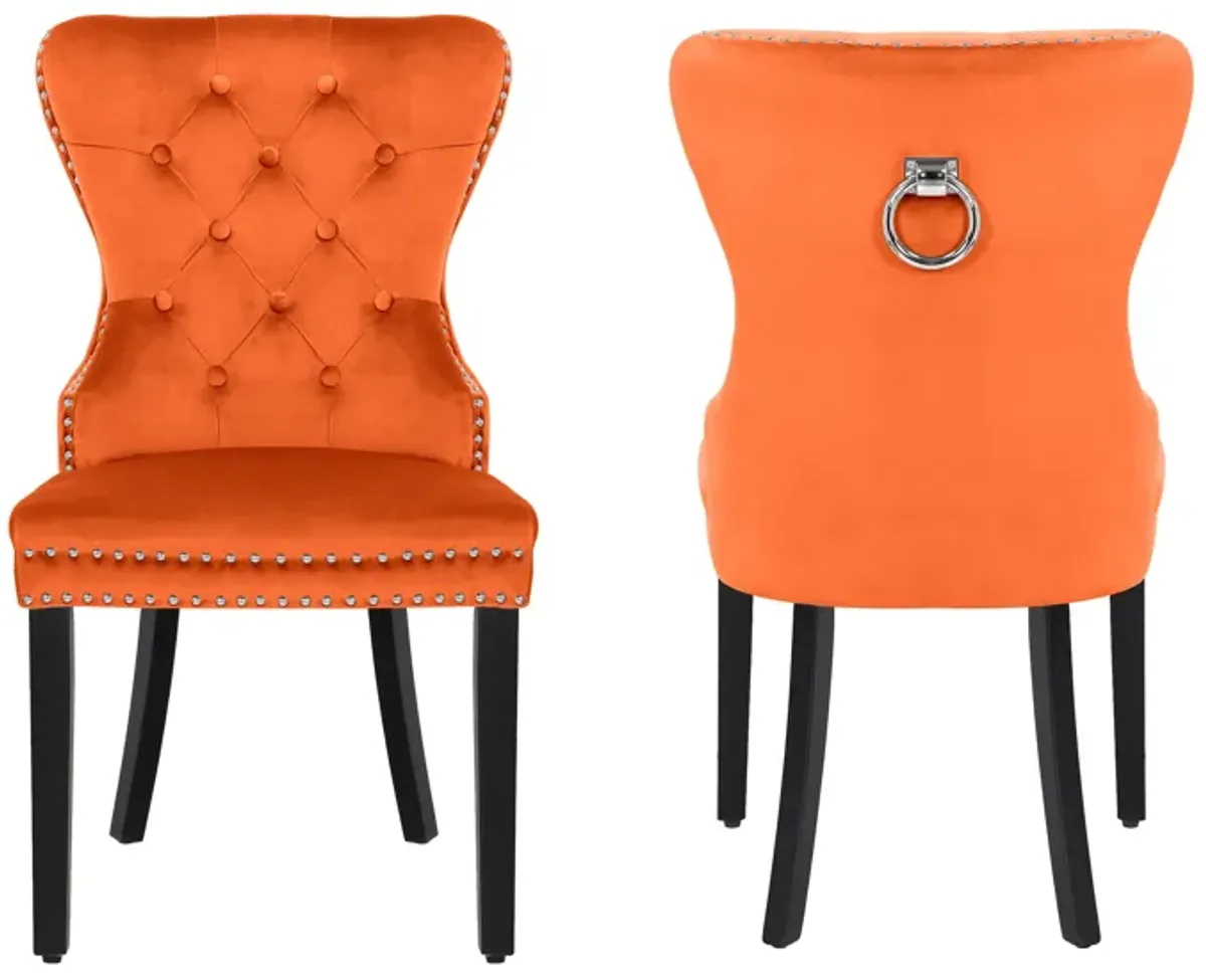 WestinTrends Velvet Upholstered Tufted Dining Chairs (Set of 2)