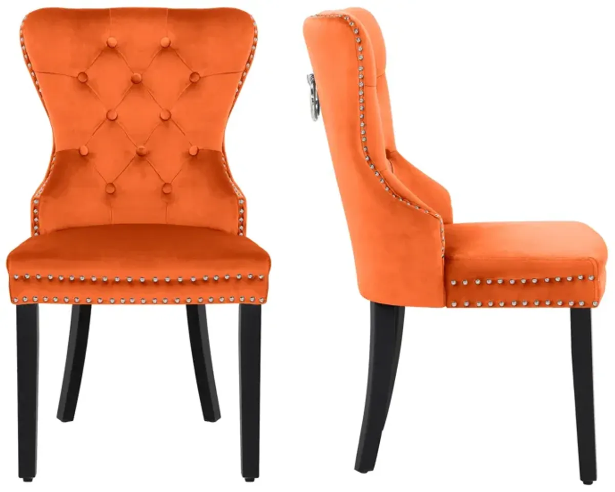 WestinTrends Velvet Upholstered Tufted Dining Chairs (Set of 2)