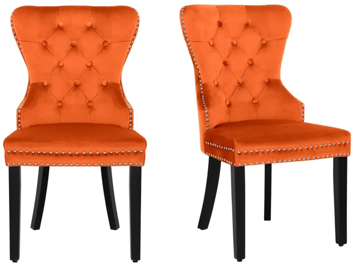 WestinTrends Velvet Upholstered Tufted Dining Chairs (Set of 2)