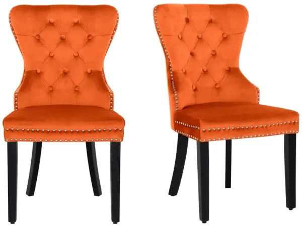 WestinTrends Velvet Upholstered Tufted Dining Chairs (Set of 2)