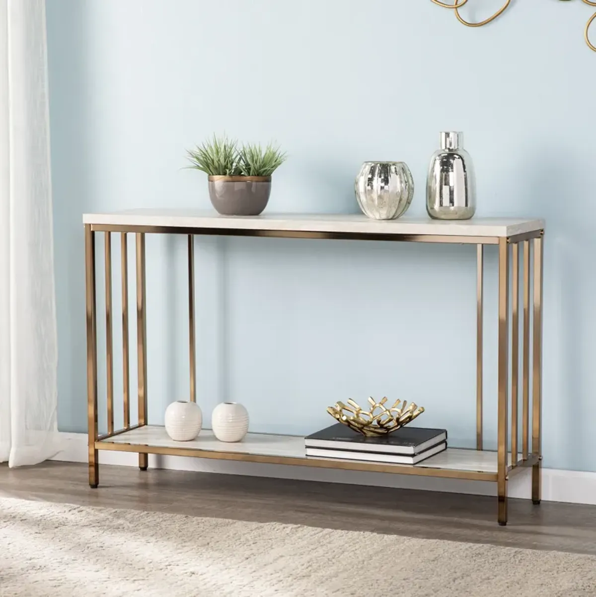 Hely Faux Marble Console Table