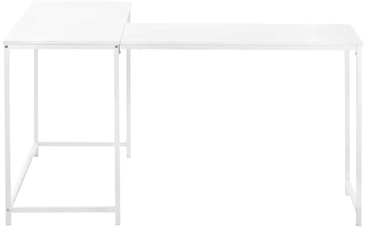 Monarch Specialties I 7395 Computer Desk, Home Office, Corner, 58"L, L Shape, Work, Laptop, Metal, Laminate, White, Contemporary, Modern