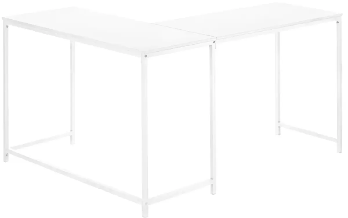 Monarch Specialties I 7395 Computer Desk, Home Office, Corner, 58"L, L Shape, Work, Laptop, Metal, Laminate, White, Contemporary, Modern