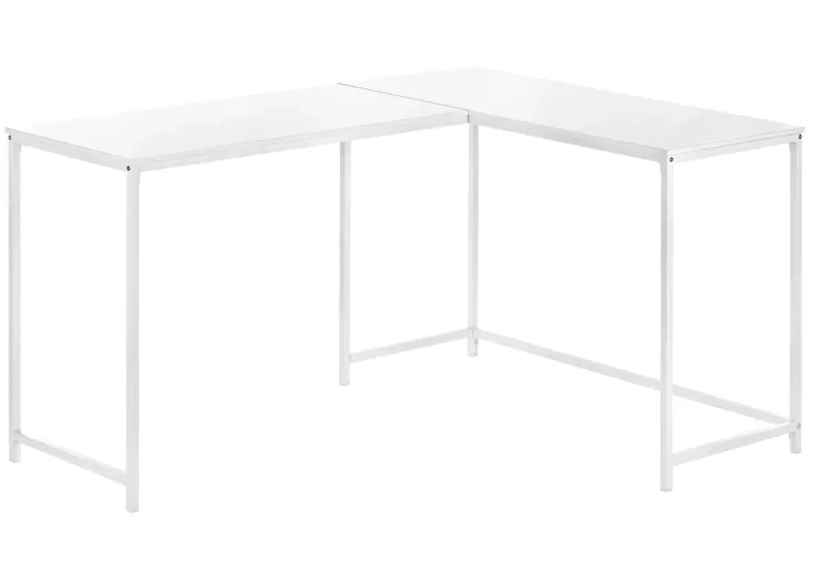 Monarch Specialties I 7395 Computer Desk, Home Office, Corner, 58"L, L Shape, Work, Laptop, Metal, Laminate, White, Contemporary, Modern