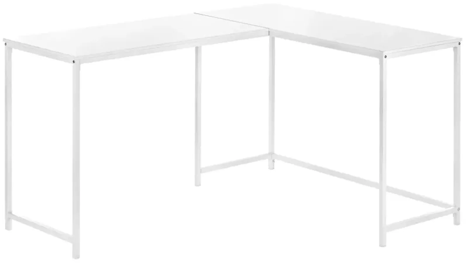 Monarch Specialties I 7395 Computer Desk, Home Office, Corner, 58"L, L Shape, Work, Laptop, Metal, Laminate, White, Contemporary, Modern