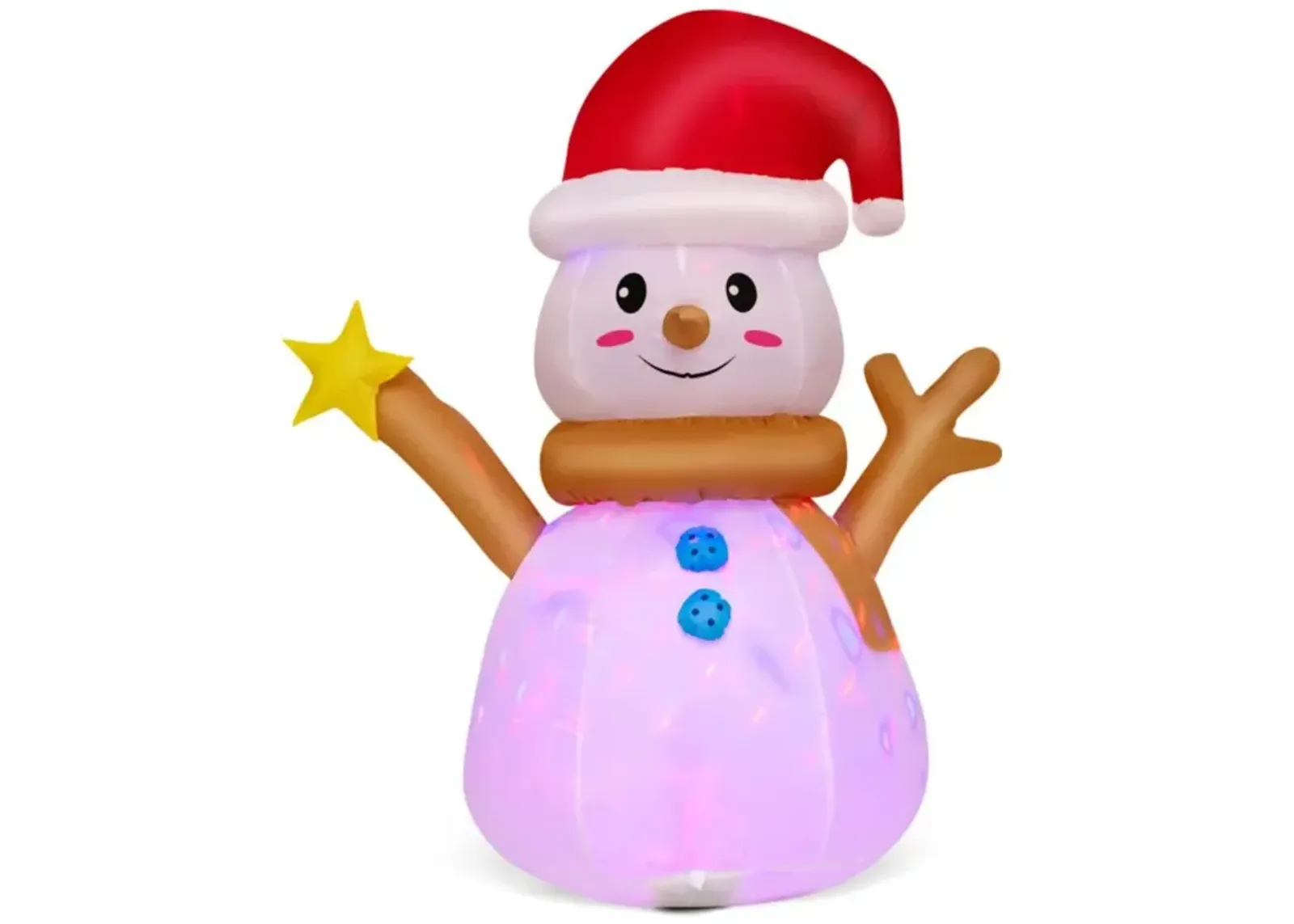 Hivvago 4 Feet Inflatable Christmas Snowman with 360° Rotating Colorful LED Light