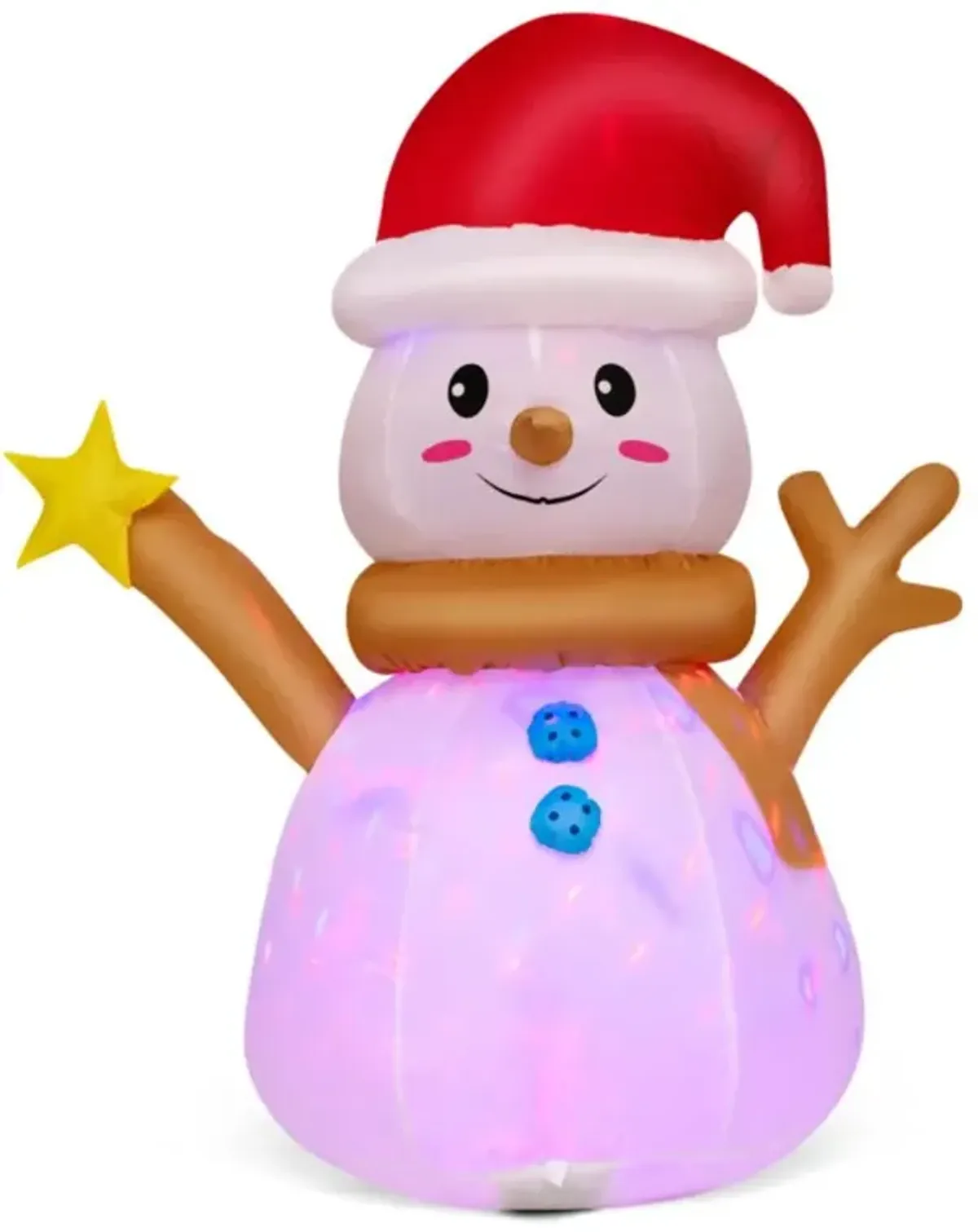 Hivvago 4 Feet Inflatable Christmas Snowman with 360° Rotating Colorful LED Light