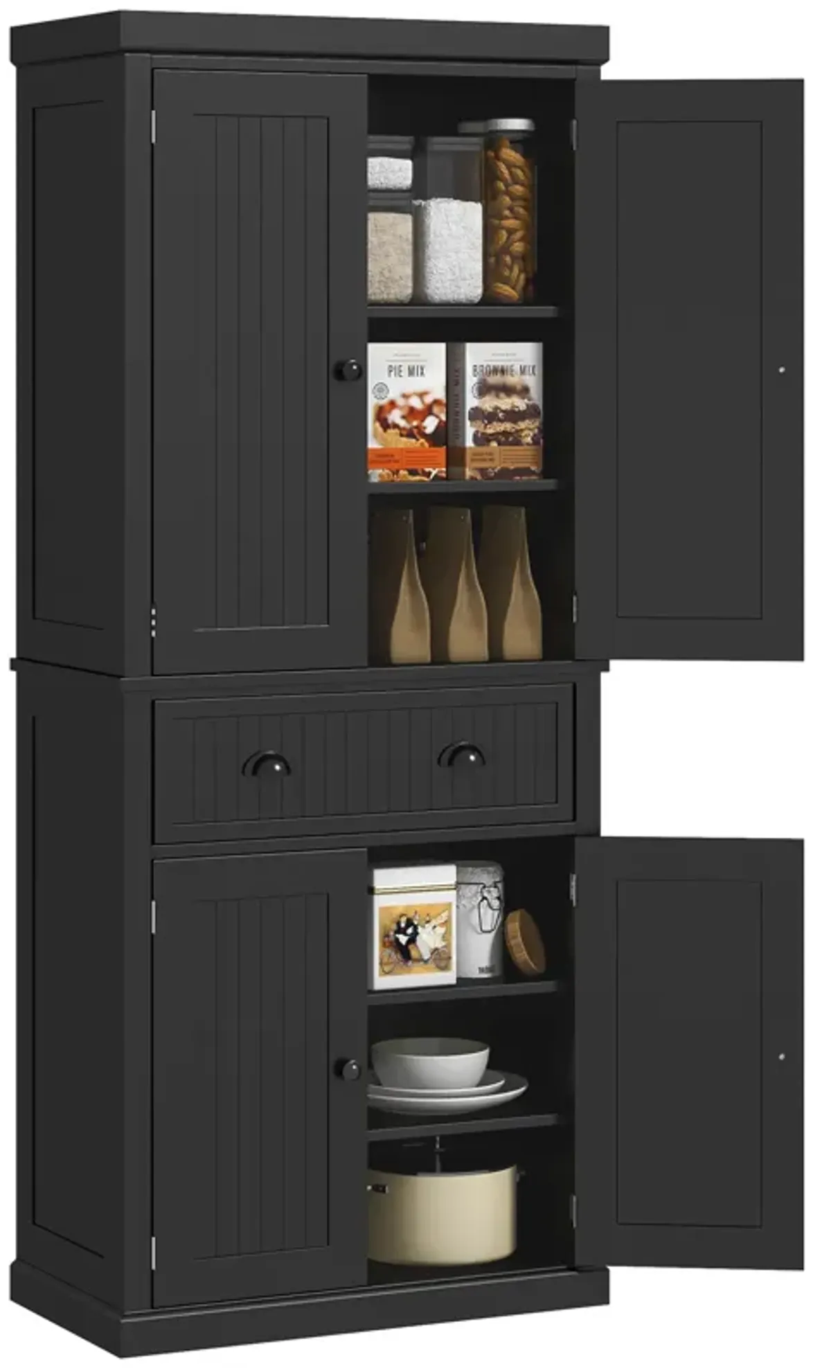 HOMCOM 72� Tall Colonial Style Free Standing Kitchen Pantry Storage Cabinet