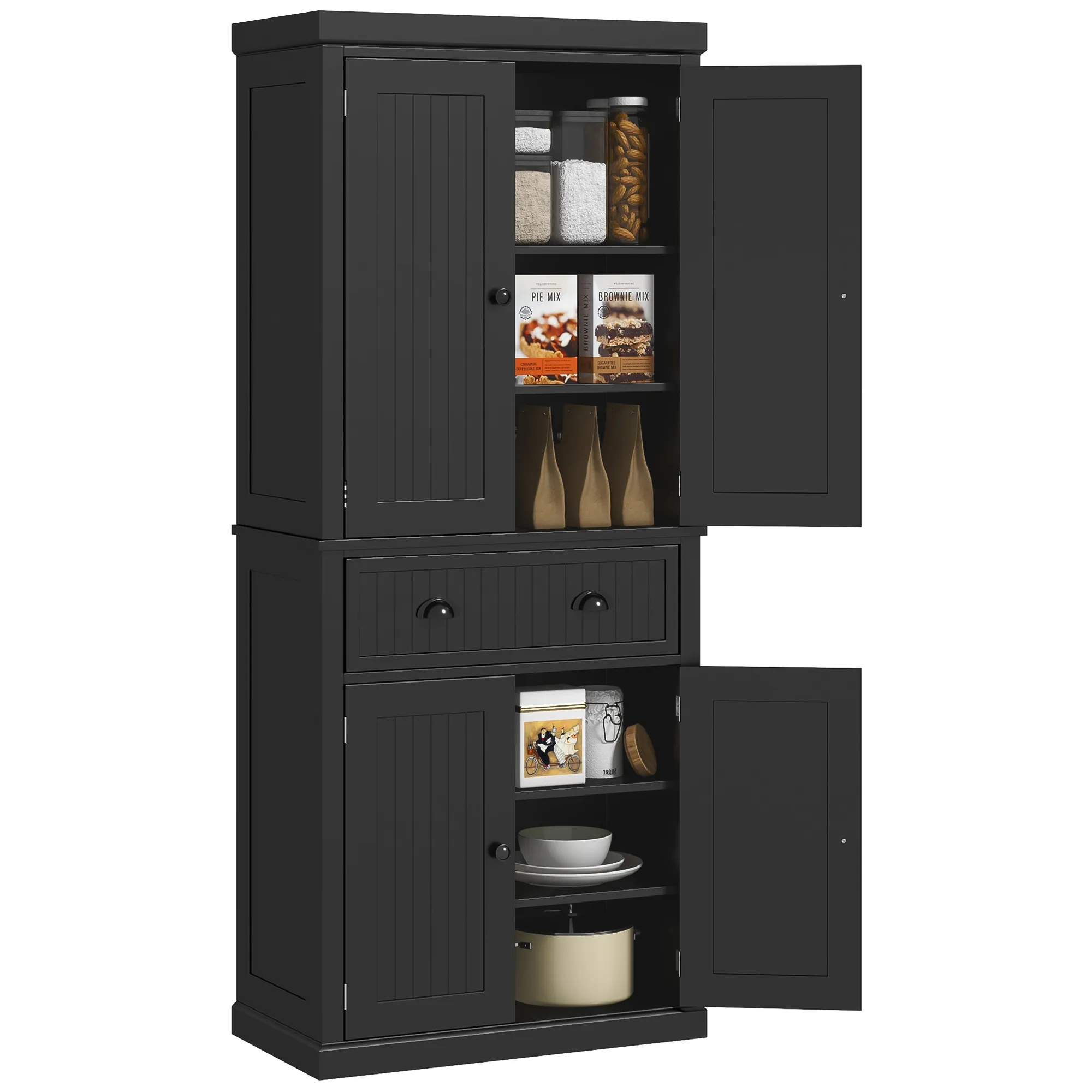 HOMCOM 72� Tall Colonial Style Free Standing Kitchen Pantry Storage Cabinet