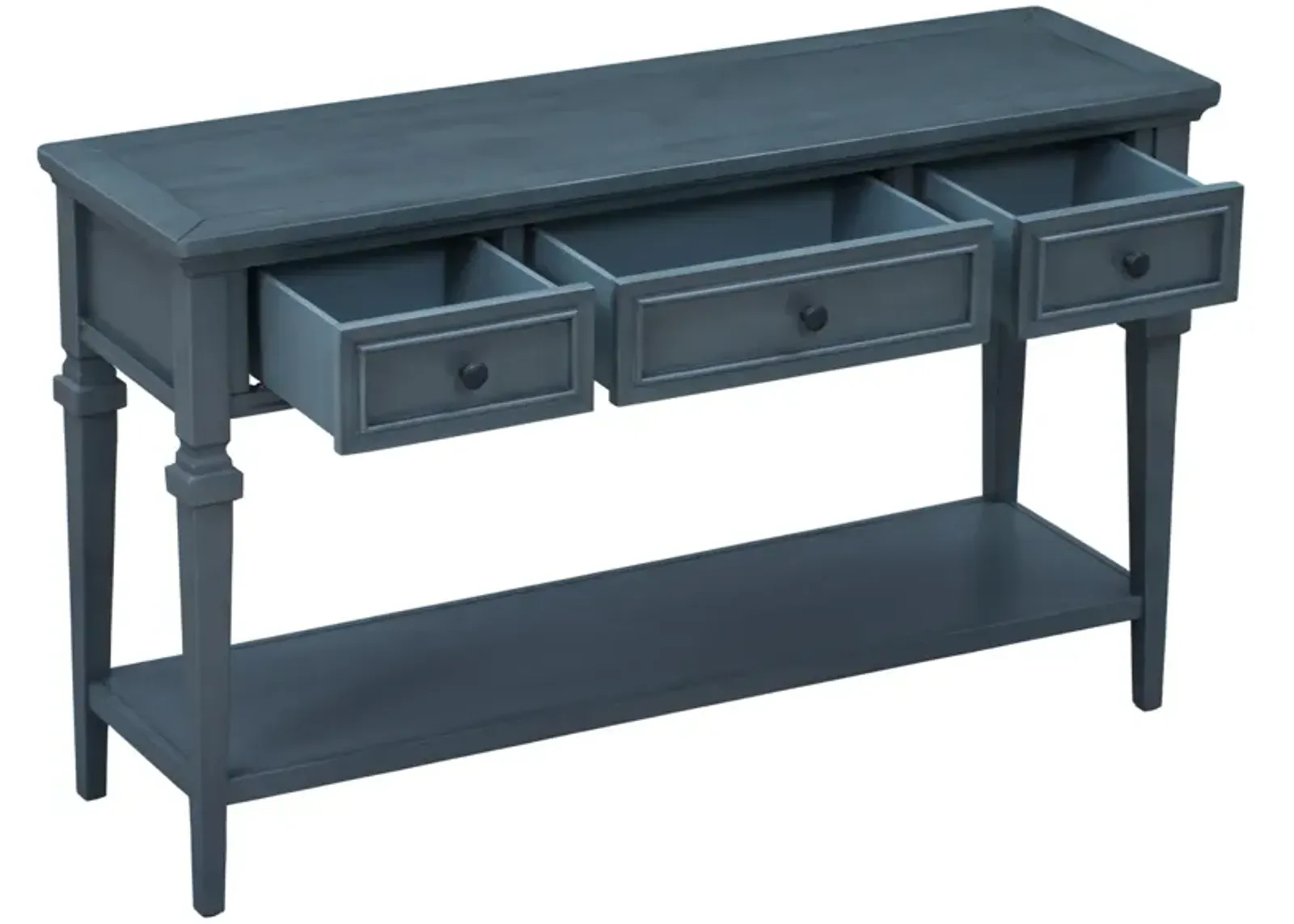 Classic Retro Style Console Table With Three Top Drawers And Open Style Bottom Shelf