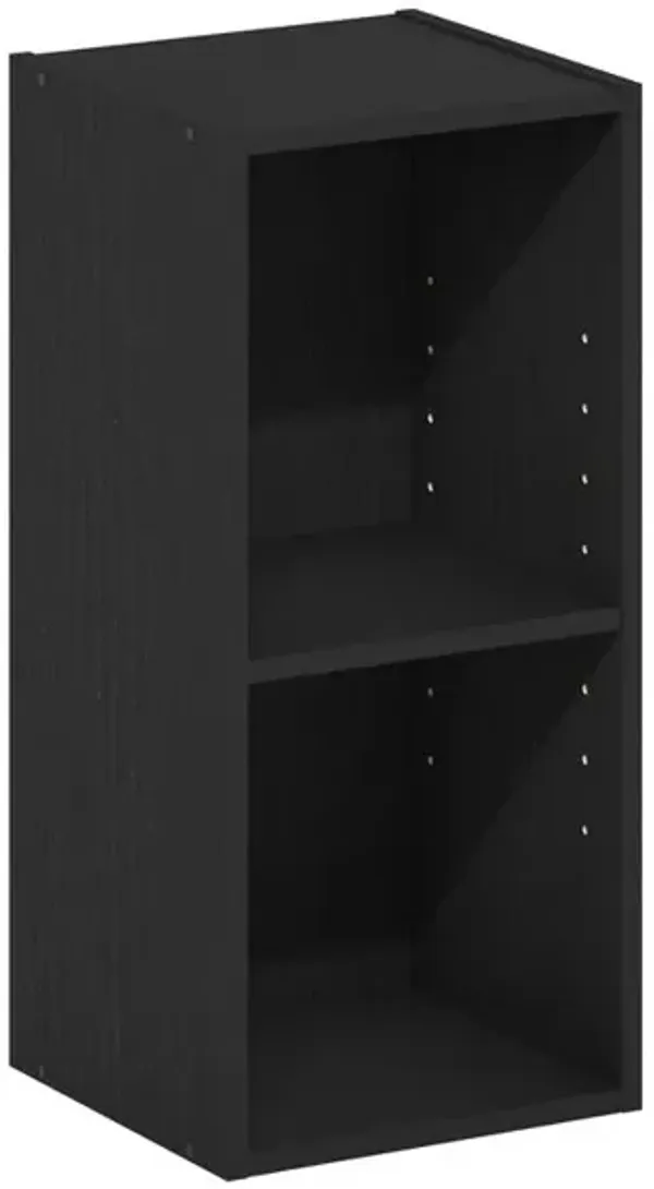Fulda 2-Tier Space Saving Storage Shelf Bookcase, 10-Inch Width, Blackwood
