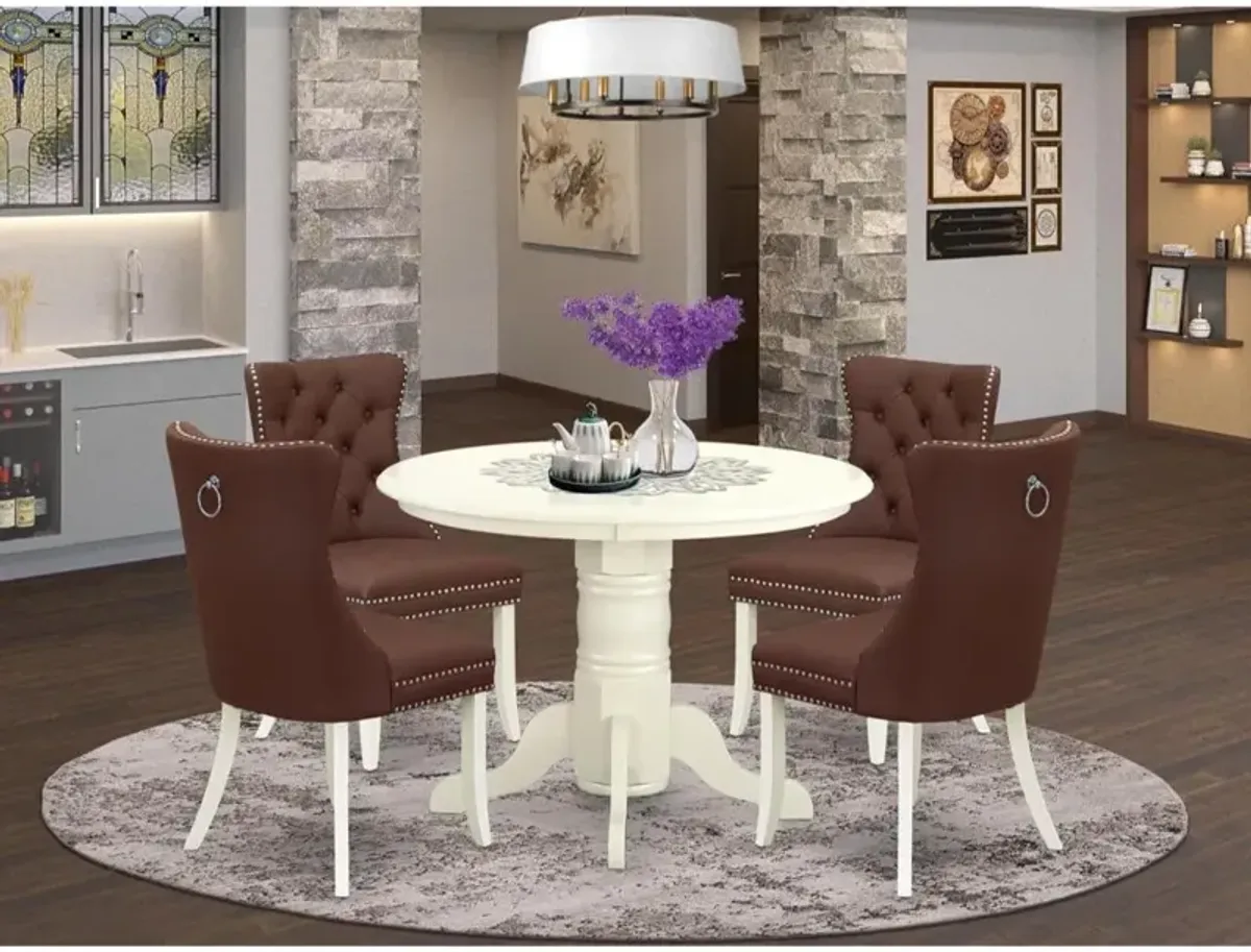 5 Piece Kitchen Table Set for Small Spaces Contains a Round Dining Table