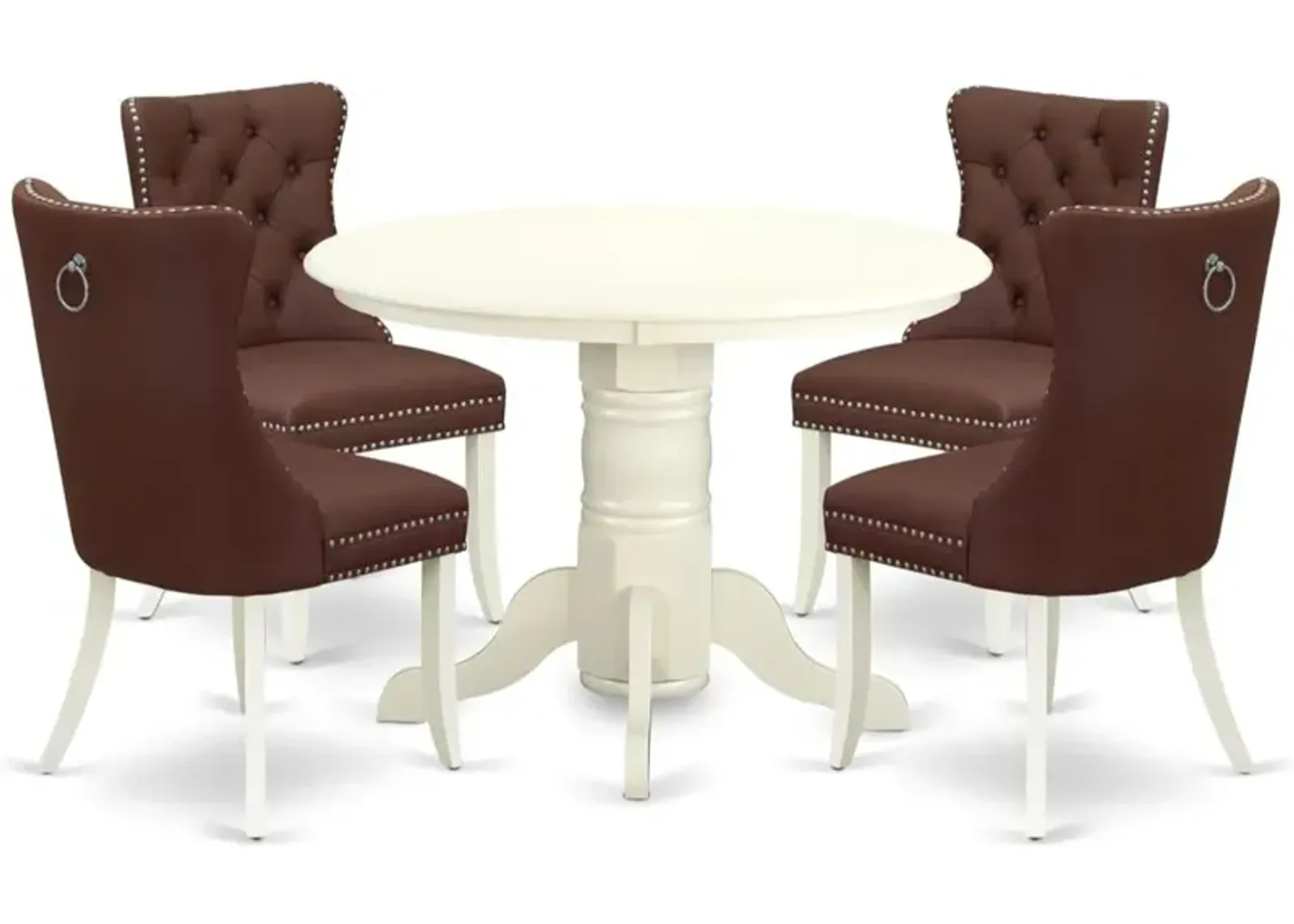 5 Piece Kitchen Table Set for Small Spaces Contains a Round Dining Table