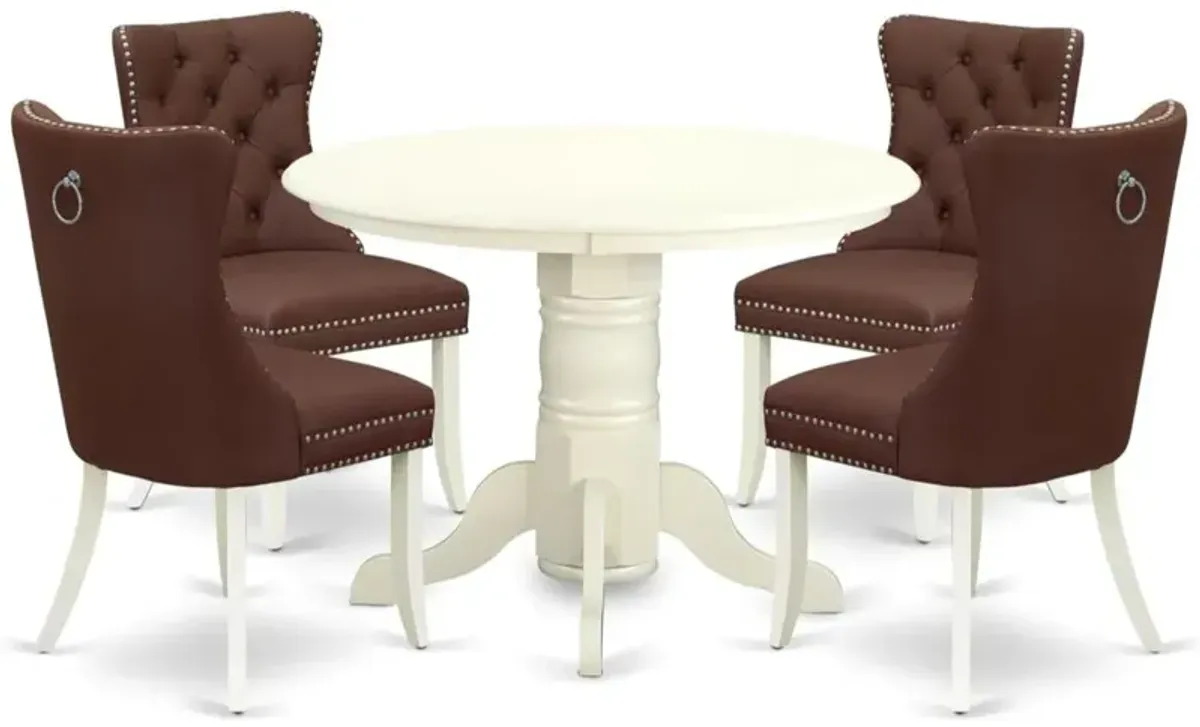 5 Piece Kitchen Table Set for Small Spaces Contains a Round Dining Table