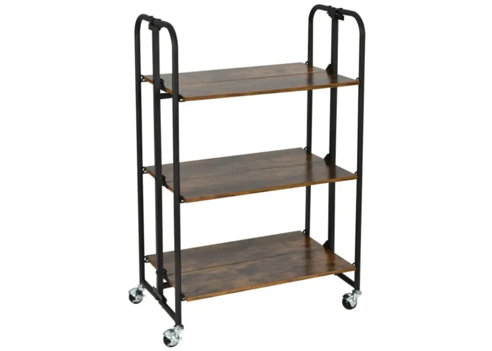 Hivvago Foldable Rolling Cart with Storage Shelves for Kitchen