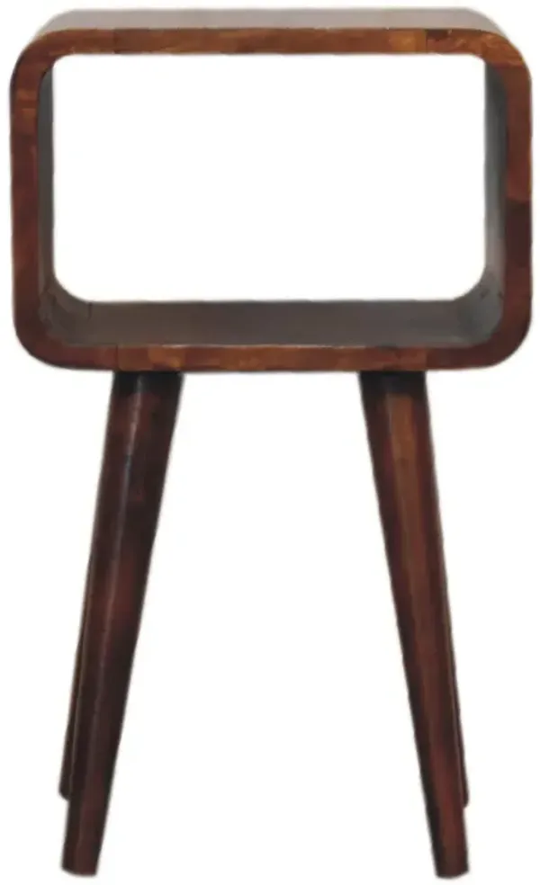 Mini Chestnut Curved Solid Wood  Open NightStand