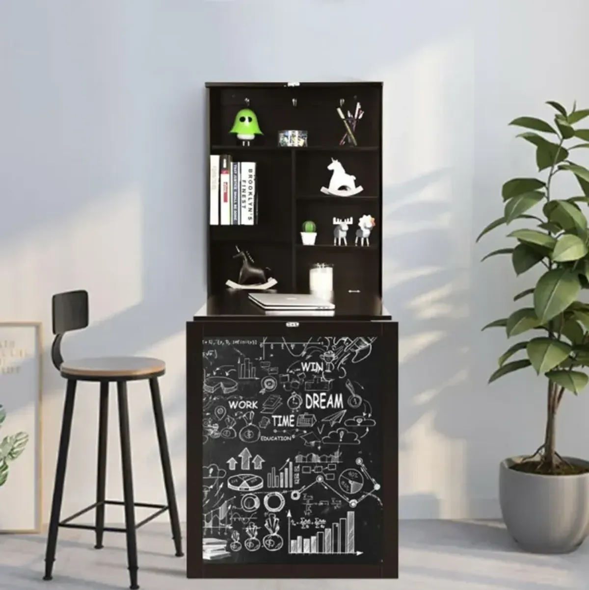 Hivvago Convertible Wall Mounted Table with A Chalkboard