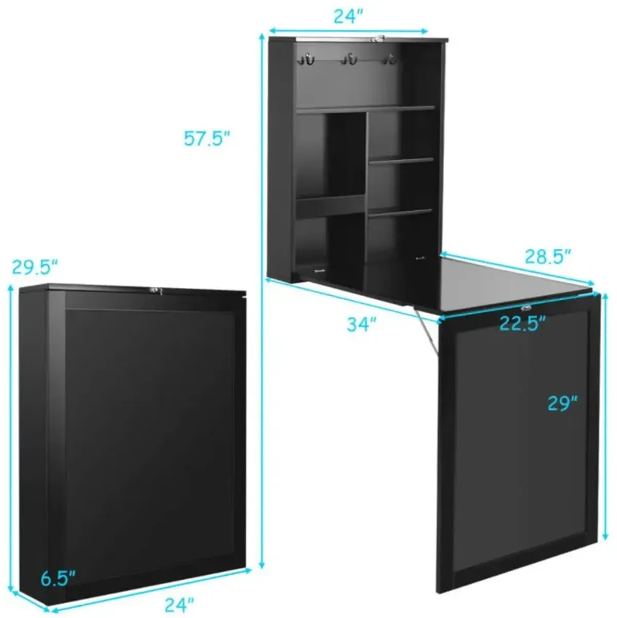 Hivvago Convertible Wall Mounted Table with A Chalkboard