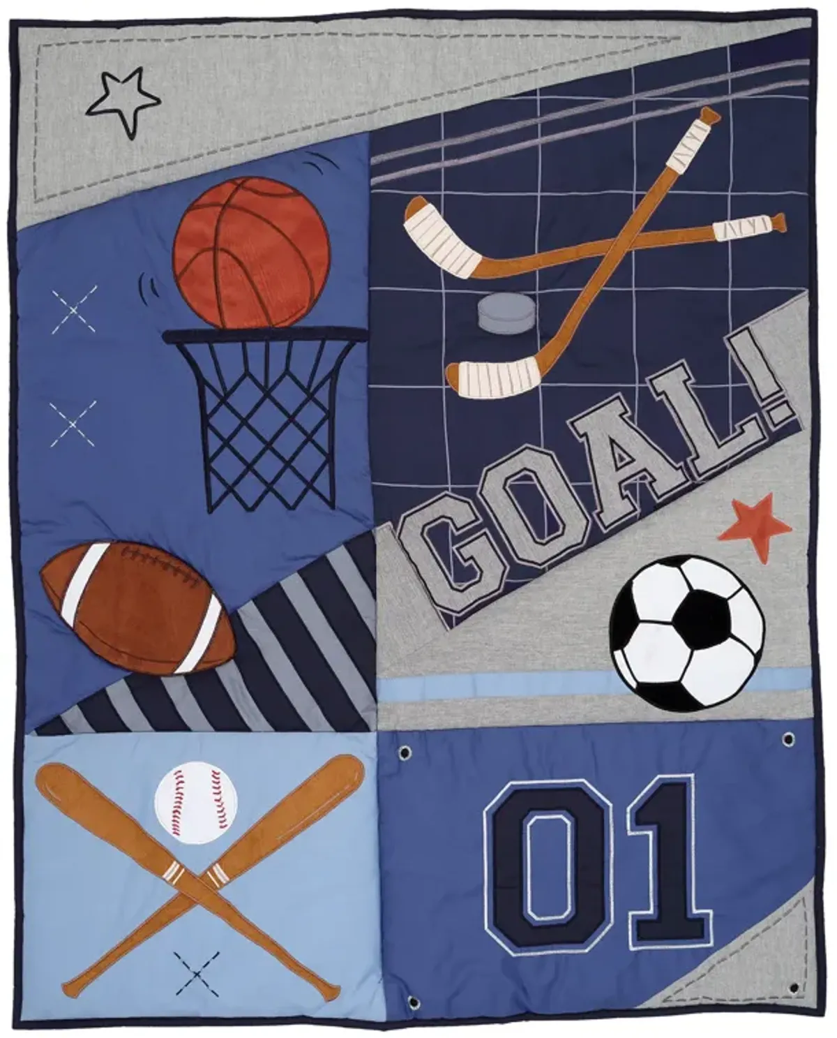 Lambs & Ivy Baby Sports 3-Piece Football/Basketball Baby Crib Bedding Set