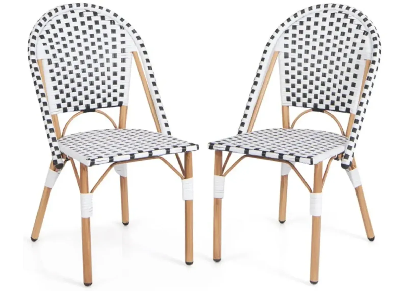 Hivvago French Bistro Chair Set of 2 with Galvanized Metal Framex-White