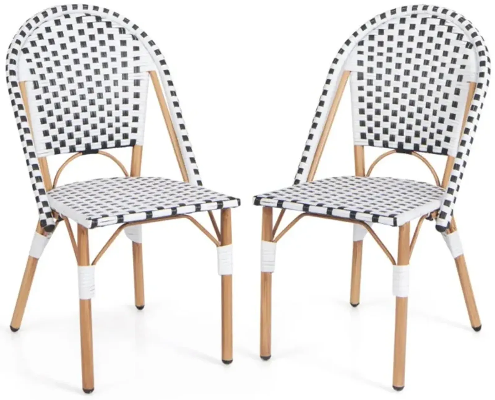 Hivvago French Bistro Chair Set of 2 with Galvanized Metal Framex-White