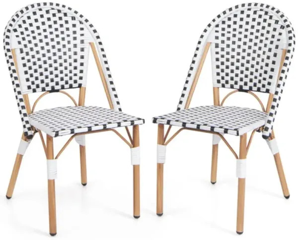 Hivvago French Bistro Chair Set of 2 with Galvanized Metal Framex
