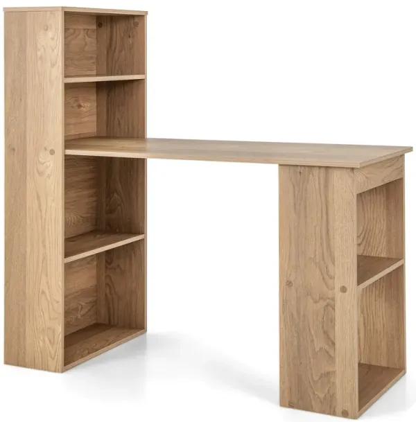 Costway Computer Desk Writing  Workstation Office w/6-Tier Storage Shelves Black