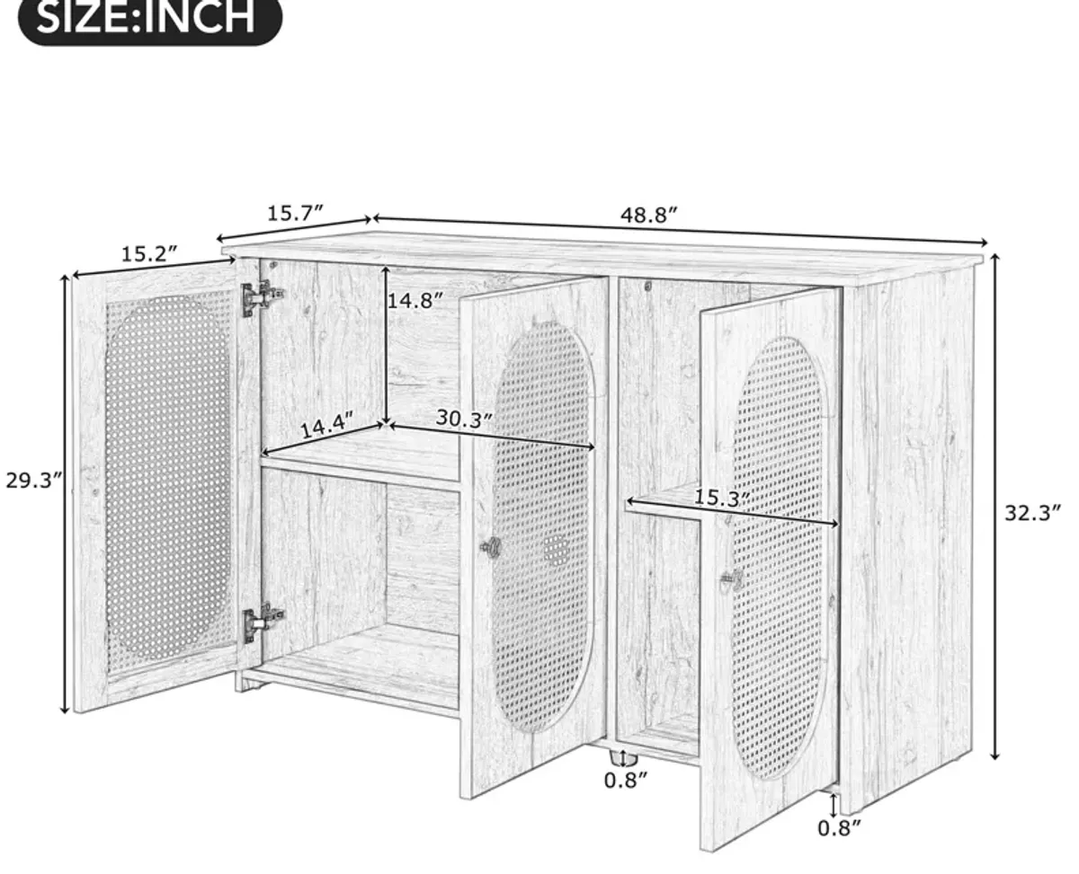 Merax Retro 3-Door Sideboard Storage Cabinet