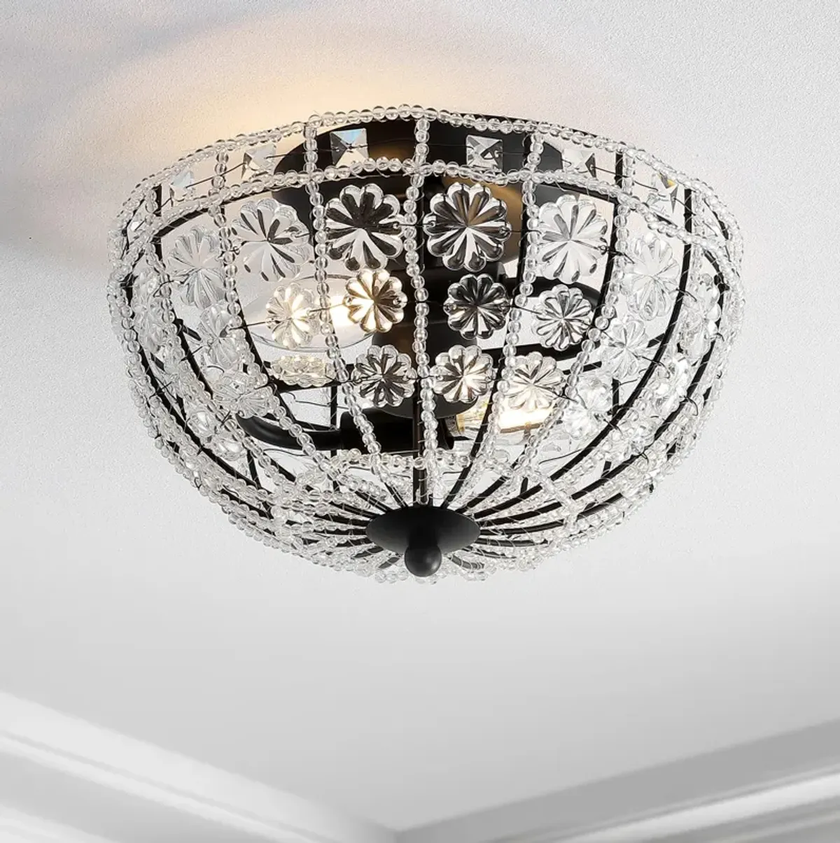 Billie Crystal Flower Metal/Acrylic LED Semi-Flush Mount