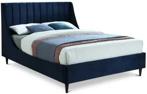 Meridian Furniture Eva Navy Velvet Full Bed