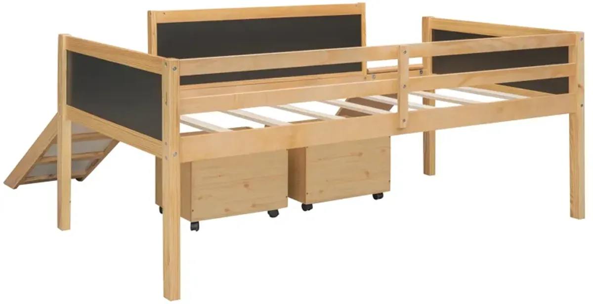 Merax Loft Bed with 2 Storage Boxes