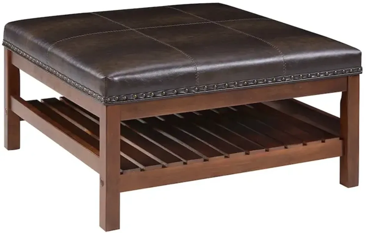 Convenience Concepts Designs4Comfort Silverton Coffee Table Cocktail Ottoman with Storage Shelf