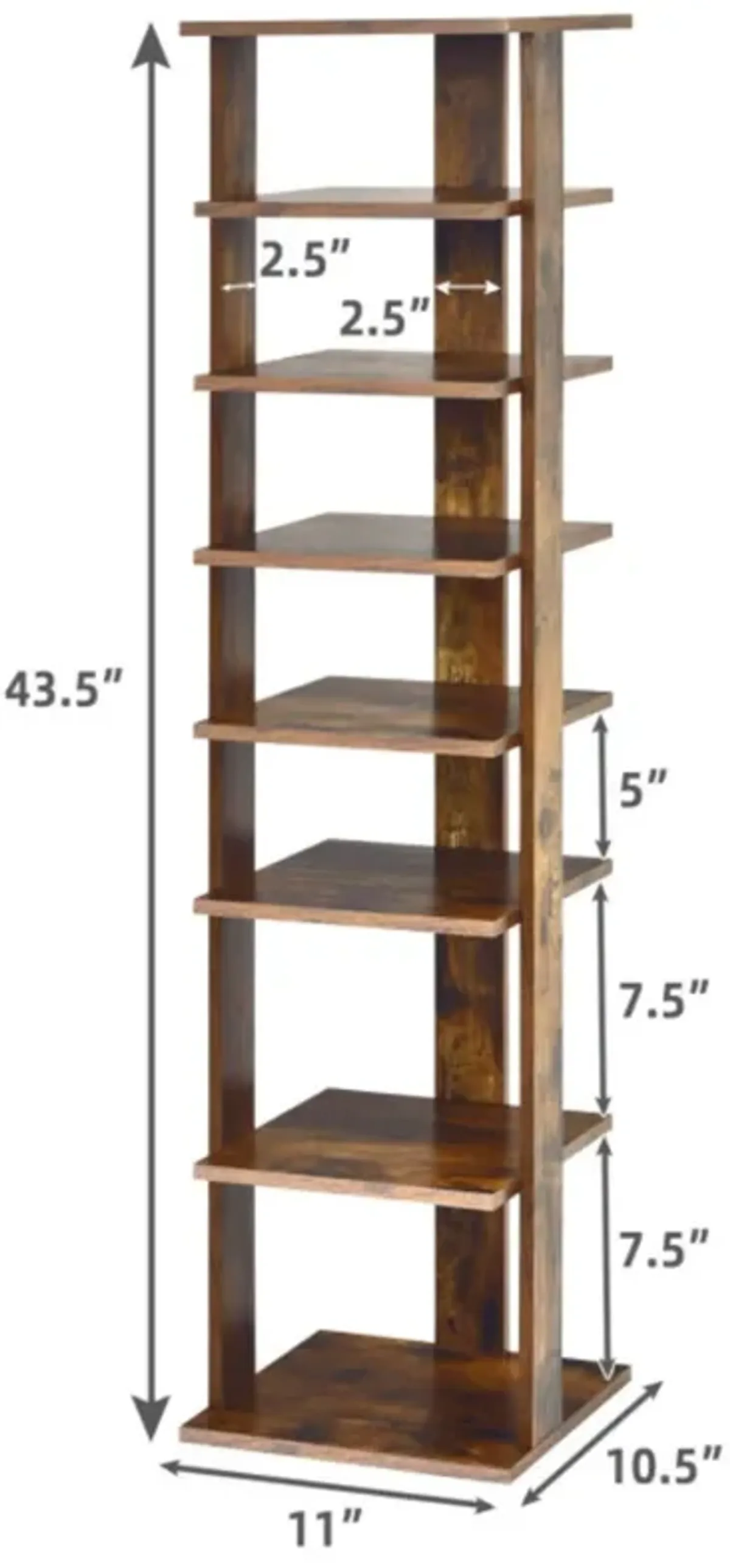 Hivvago 7-Tiers Vertical Wooden Space Saving Shoe Rack for Front Door