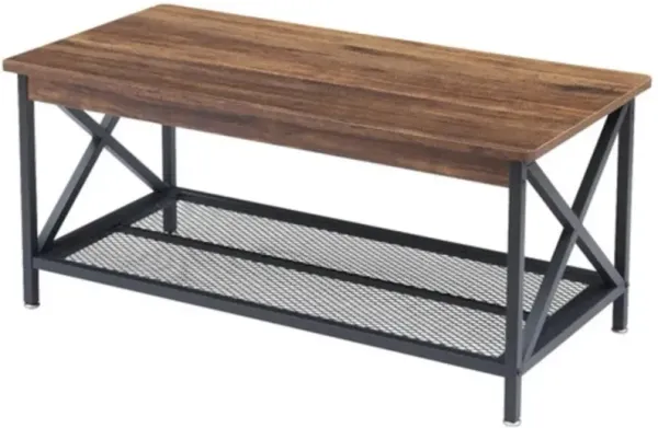 Stylish Modern Classic Coffee Table with Durable Metal Frame and Wood Shelf