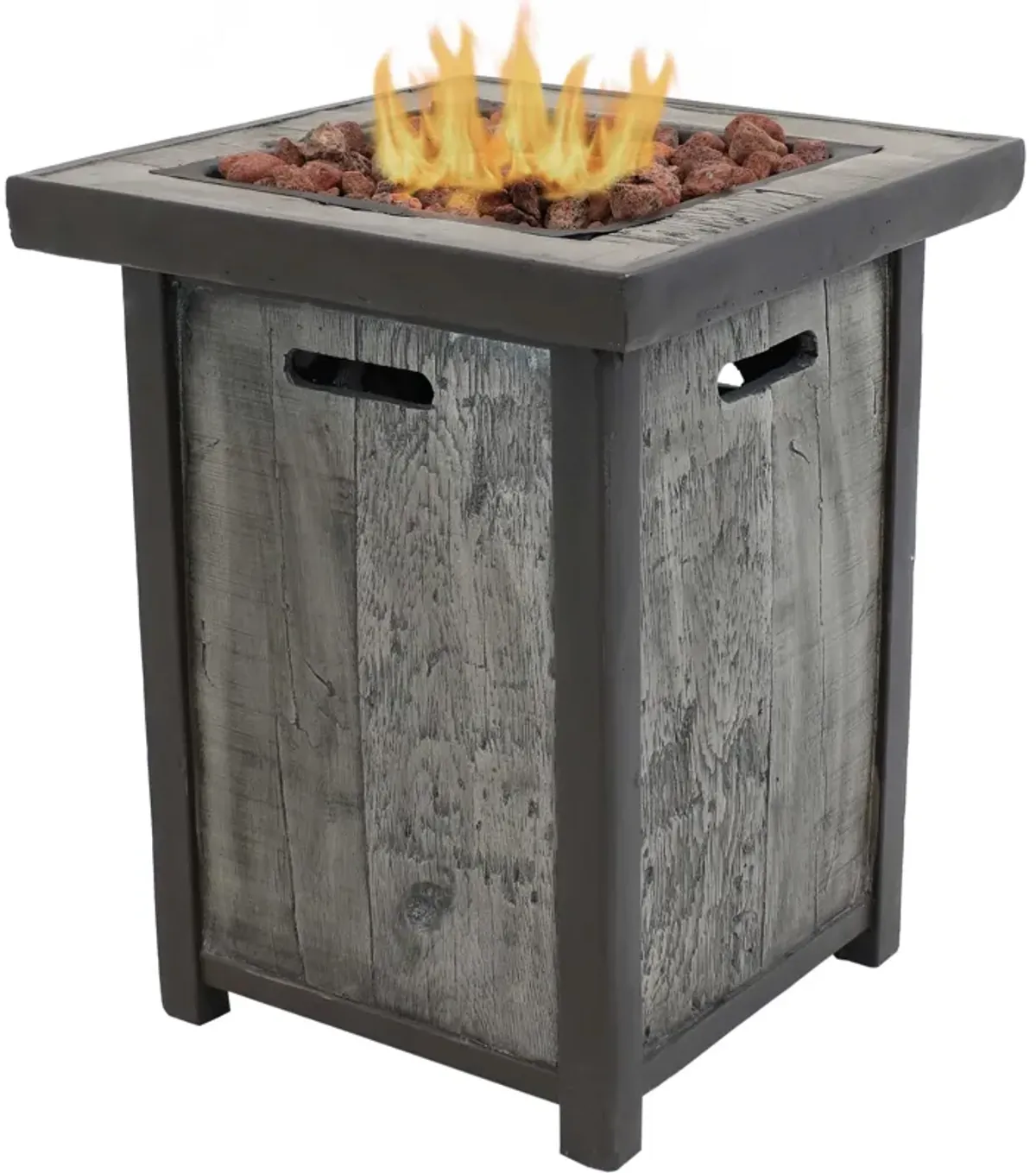 Sunnydaze 24 in Weathered Square Smokeless Propane Gas Fire Pit Table