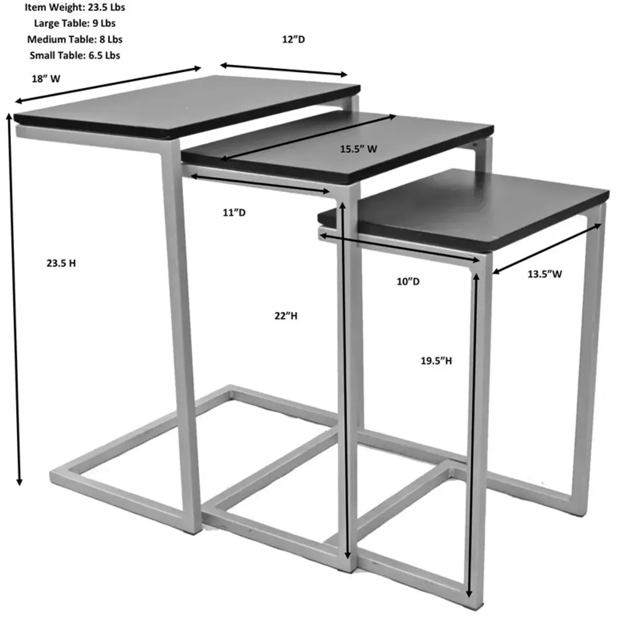 Carolina Living Addison Nesting Table Set - Harvest Oak Top - Aged Iron Base