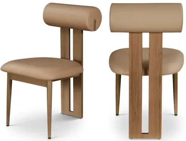 Meridian Furniture Dario Tan Vegan Leather Dining Chair, Set of 2