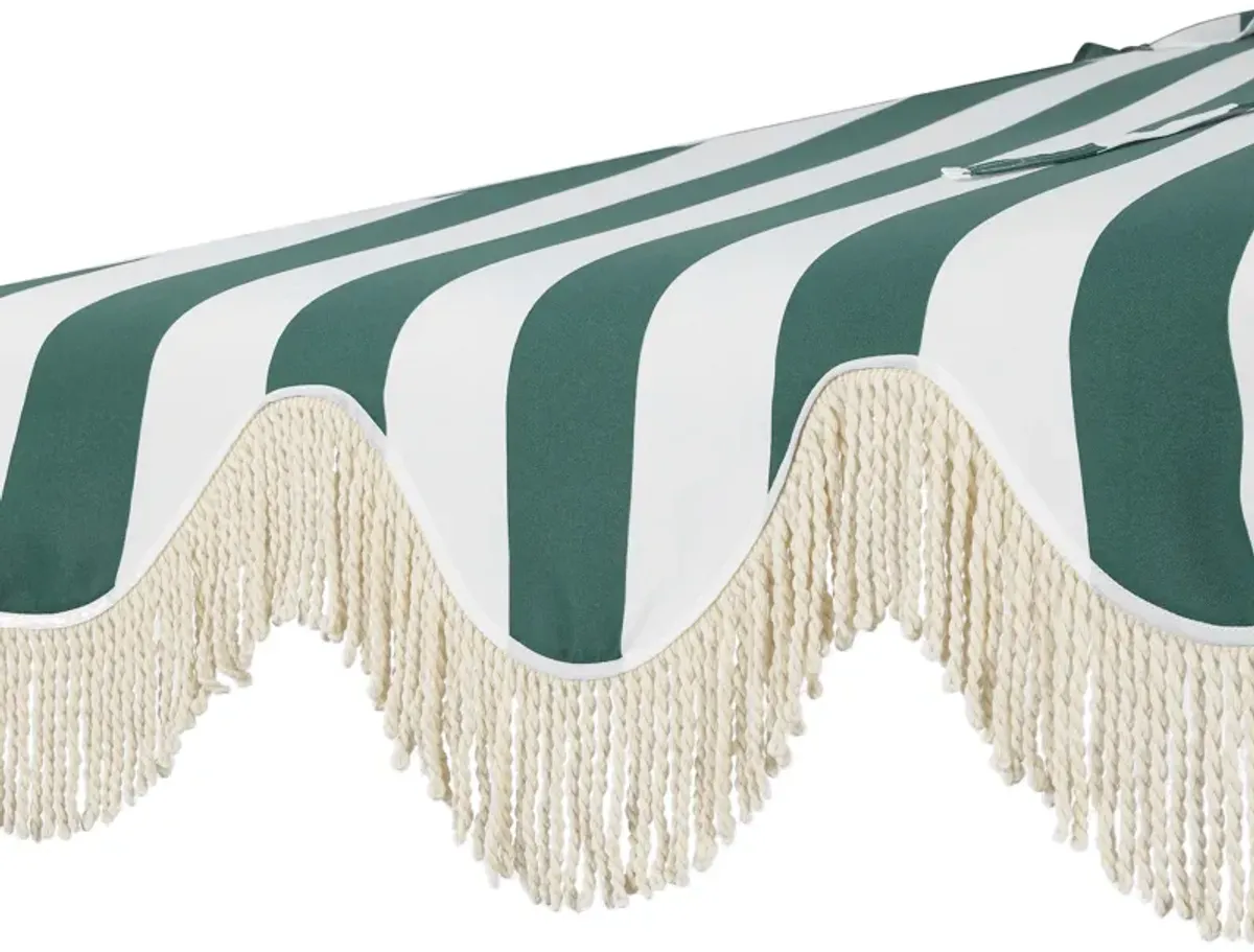 Beverly Designer Classic Scalloped Fringe Half Market Patio Umbrella with Crank, Push Button Tilt and UV Protection