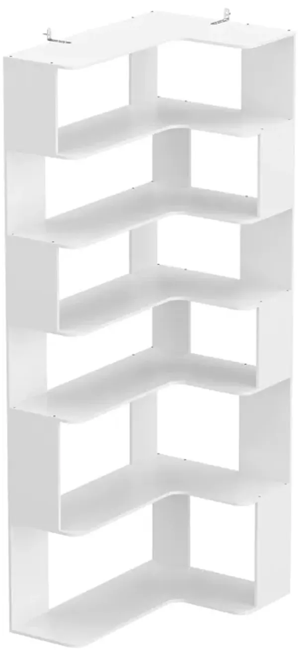 FUFU&GAGA White Mdf 6-Shelf Ladder Bookcase (35.4-in W x 81.9-in H x 23.6-in D),White