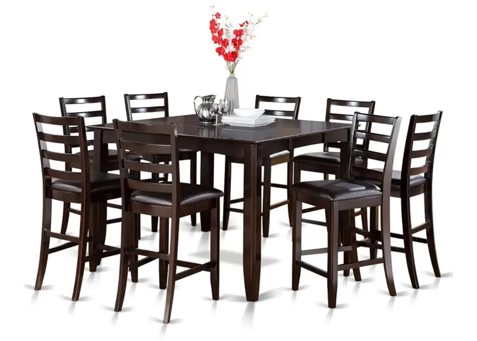 East West Furniture 9  Pc  Counter  height  Table  set-  Square  Table  and  8  Kitchen  counter  Chairs