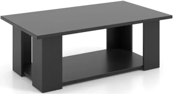 Hivvago Large 41 Inch 2-tier Wooden Modern Coffee Table with Storage Shelf