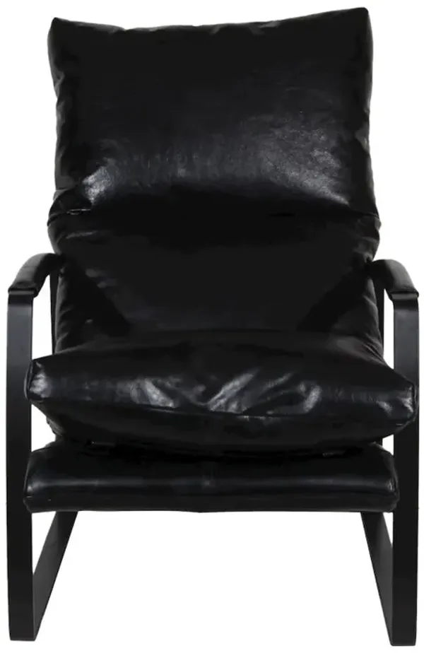 Porter Designs Eugene Top Grain Leather Accent Chair, Black