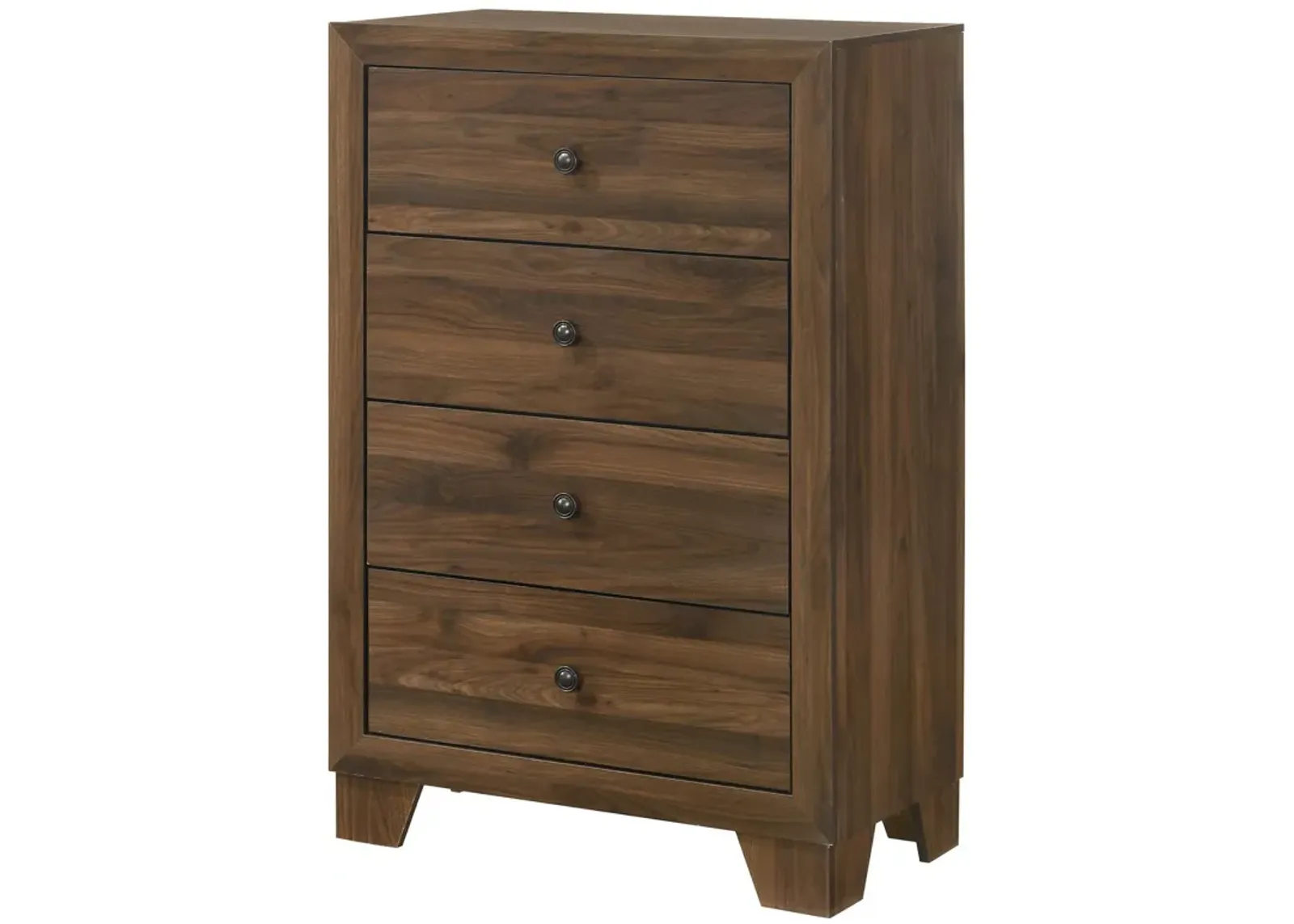 Shan 45 Inch Tall Dresser Chest, 4 Drawers, Cherry Brown Wood Finish - Benzara