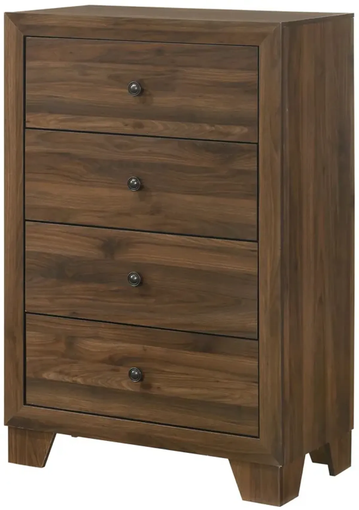 Shan 45 Inch Tall Dresser Chest, 4 Drawers, Cherry Brown Wood Finish - Benzara