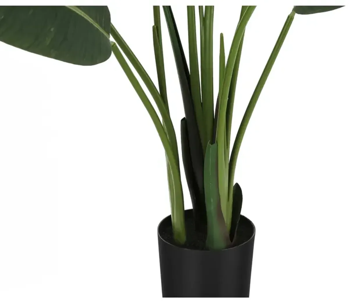 Monarch Specialties I 9570 - Artificial Plant, 60" Tall, Bird Of Paradise Tree, Indoor, Faux, Fake, Floor, Greenery, Potted, Decorative, Green Leaves, Black Pot