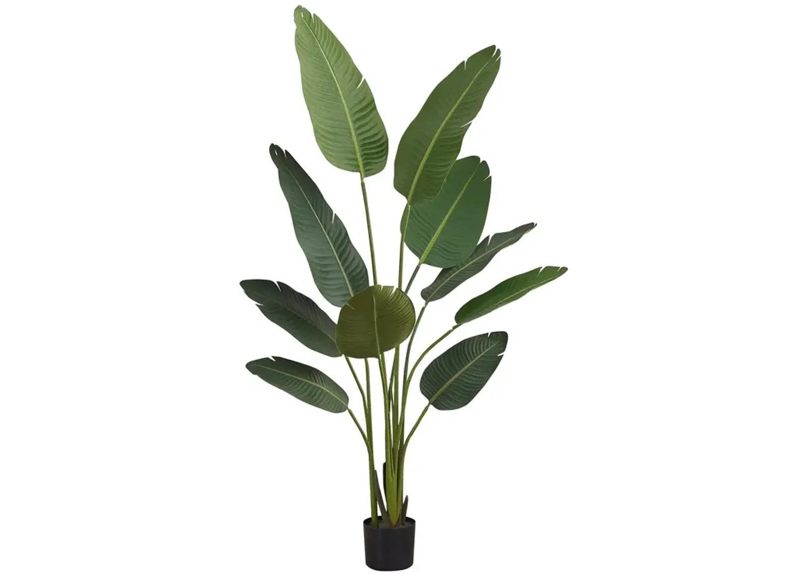 Monarch Specialties I 9570 - Artificial Plant, 60" Tall, Bird Of Paradise Tree, Indoor, Faux, Fake, Floor, Greenery, Potted, Decorative, Green Leaves, Black Pot