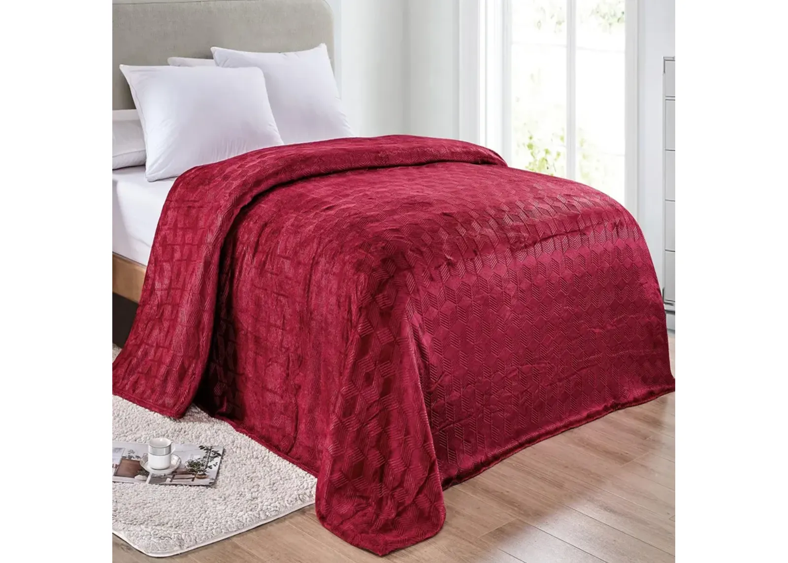 Amrani Bedcover Embossed Blanket, Soft Premium Microplush