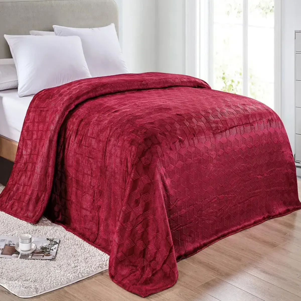 Amrani Bedcover Embossed Blanket, Soft Premium Microplush