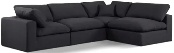 Meridian Furniture Comfy Black Linen Textured Fabric Modular Sectional