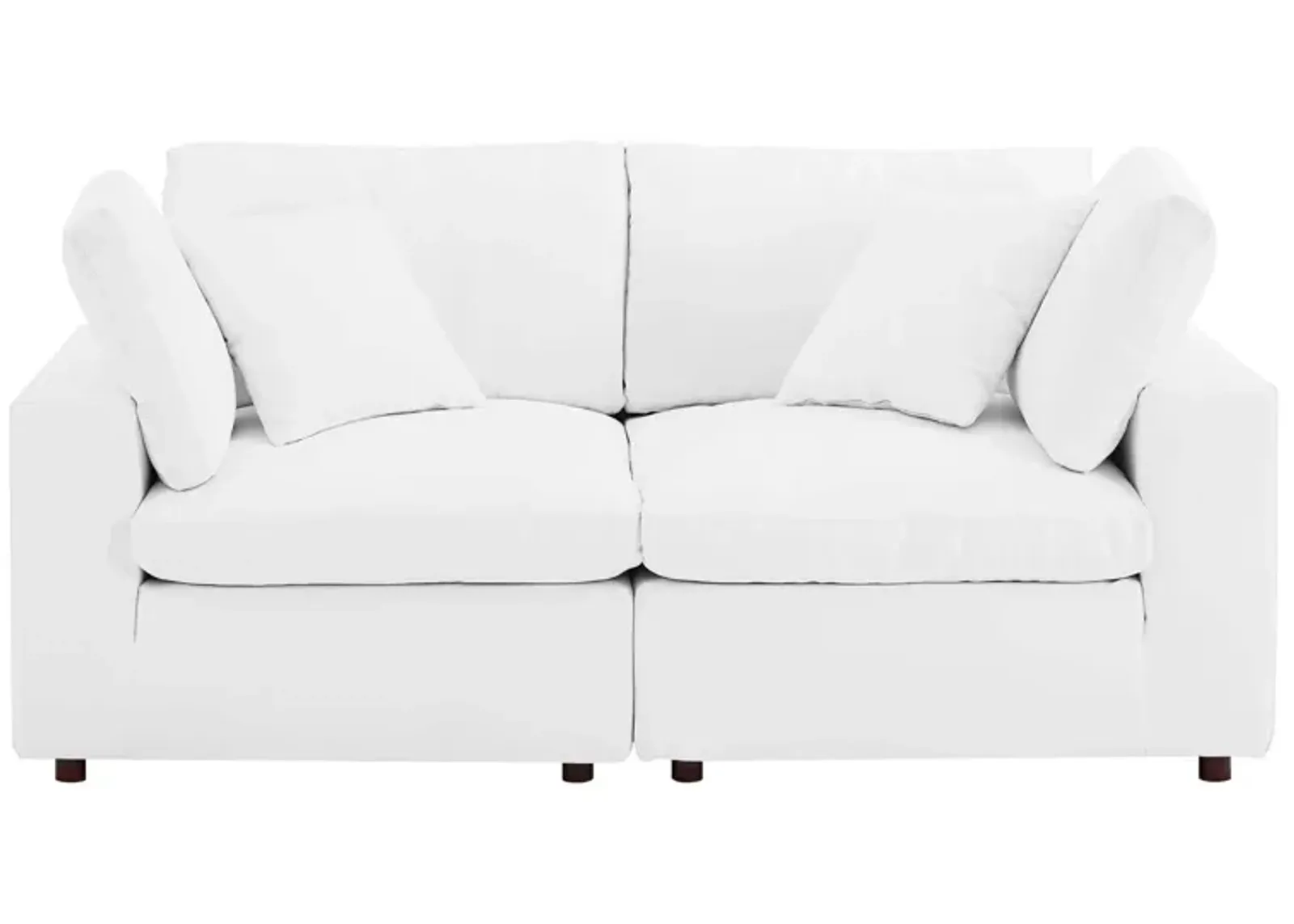 Commix Down Filled Overstuffed Vegan Leather Loveseat